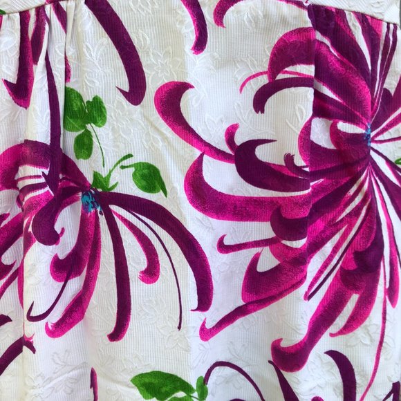 Vintage 60s Evelyn Margolis Hawaiian Floral Barkcloth Formal Maxi Dress XXS/XS - Picture 4 of 17